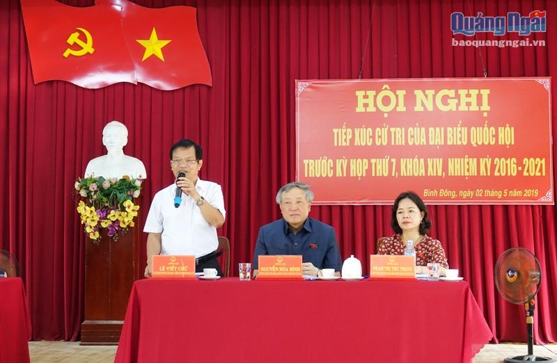 Đoàn đại biểu Quốc hội tỉnh đã có buổi tiếp xúc cử tri 2 xã Bình Đông và Bình Thuận (Bình Sơn)