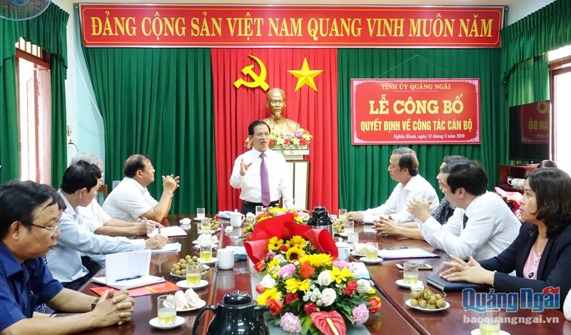 Ủy viên Trung ương Đảng, Bí thư Tỉnh ủy Lê Viết Chữ phát biểu tại lễ công bố