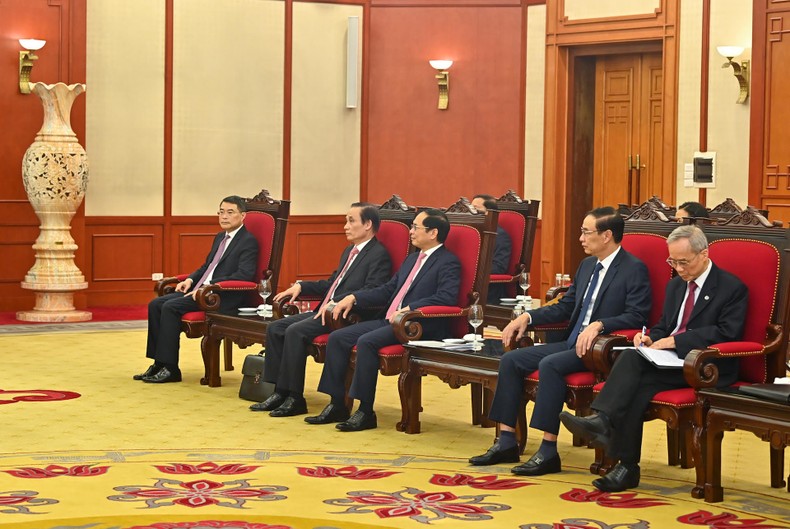 Lãnh đạo Văn phòng Trung ương Đảng, Ban Đối ngoại Trung ương, Bộ Ngoại giao và các đại biểu Việt Nam dự buổi tiếp.