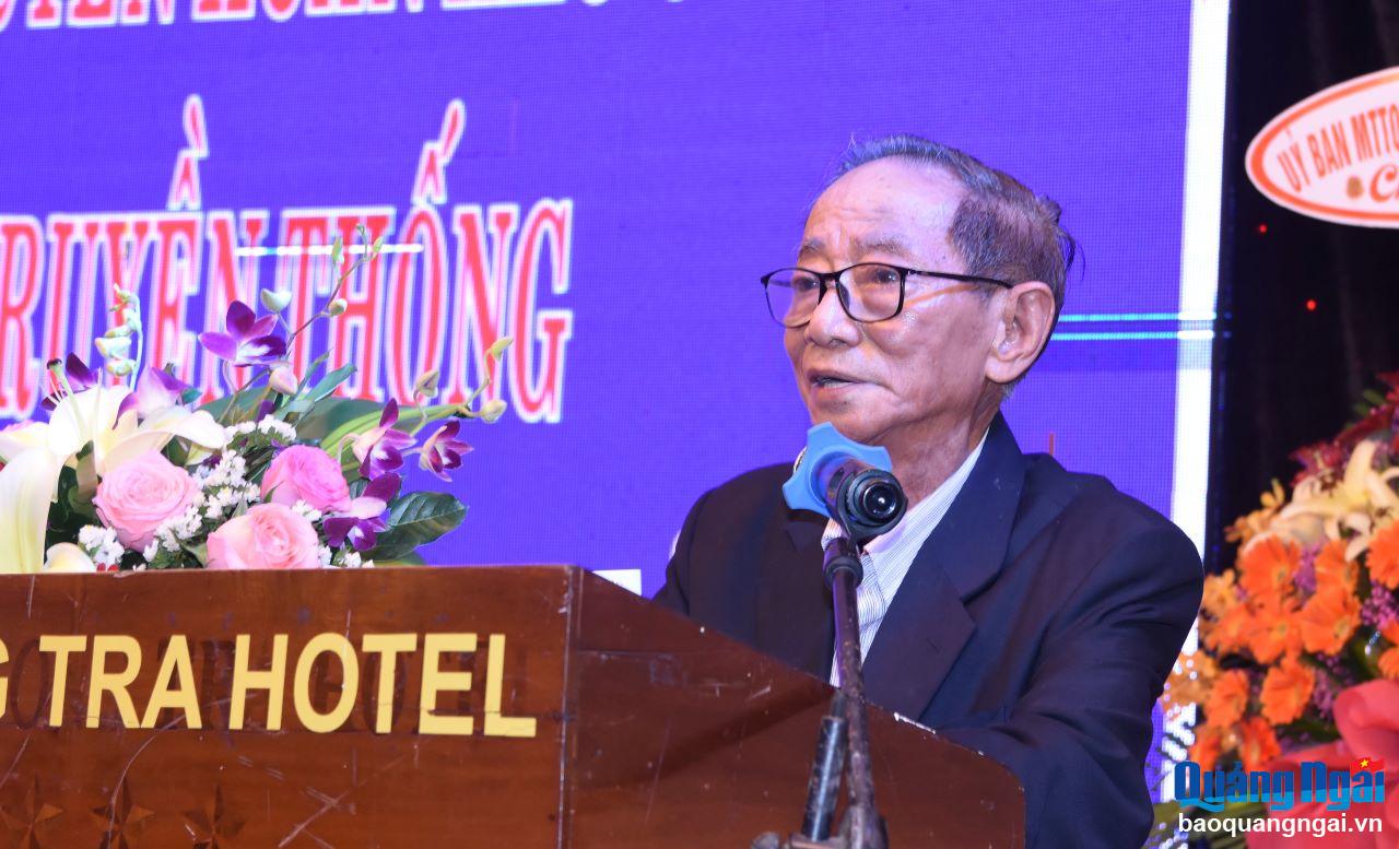 Trưởng ban Liên lạc ban Tuyên huấn Khu ủy Khu V Nguyễn Kim Tuấn ôn lại truyền thống hào hùng của Ban Tuyên huấn Khu ủy Khu V.