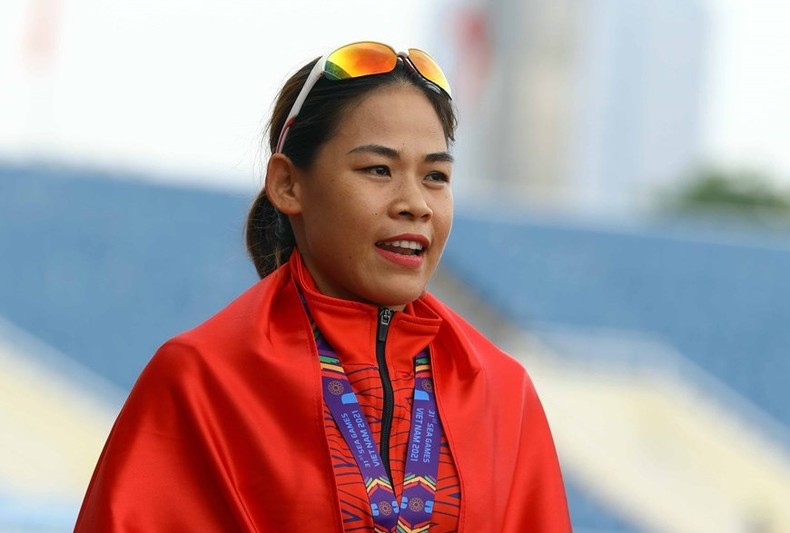 Thanh Phúc mở hàng Huy chương Vàng cho điền kinh Việt Nam tại SEA Games 32. (Ảnh: TTXVN)

