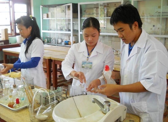 Sinh viên Trường ĐH Phạm Văn Đồng tham gia nghiên cứu khoa học.