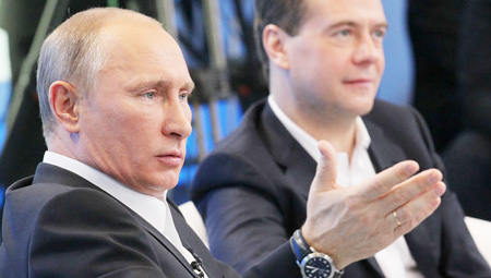 Thủ tướng Nga Vladimir Putin và Tổng thống Dmitry Medvedev
