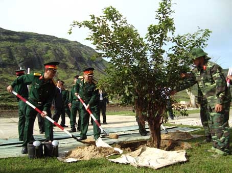  Ngành hậu cần LLVT tỉnh trồng rừng trên đảo Lý Sơn.