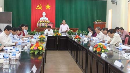 Phó Bí thư Thường trực Tỉnh ủy Phạm Minh Toản phát biểu tại buổi làm việc