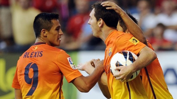 Messi tiếp tục là linh hồn của Barca khi ghi cả hai bàn vào lưới Osasuna (Ảnh: Getty Images).