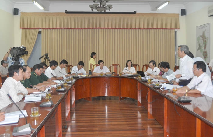 Phó Chủ tịch UBND tỉnh Lê Quang Thích phát biểu chỉ đạo tại cuộc họp.