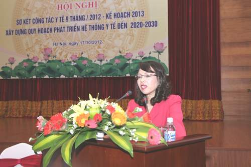  Bộ trưởng Bộ Y tế Nguyễn Thị Kim Tiến phát biểu tại Hội nghị. Ảnh: Trần Minh