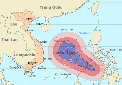 Vị trí và hướng đi của bão Bopha - Ảnh Trung tâm Dự báo KTTV Trung ương