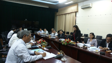 Phó Chủ tịch UBND tỉnh Đinh Thị Loan phát biểu tại cuộc họp.                      Ảnh: T.N