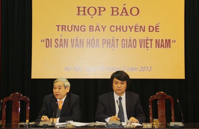  Họp báo công bố đợt trưng bày Di sản văn hóa Phật giáo Việt Nam. Ảnh: gdtd.vn