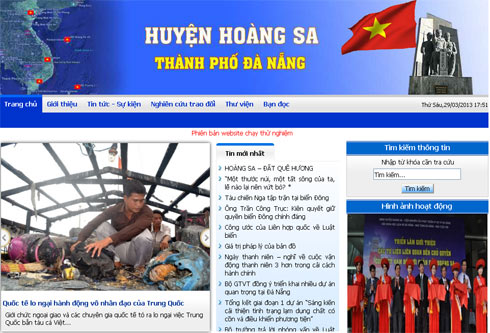  Giao diện trang web về Hoàng Sa. Ảnh: Nguyễn Đông