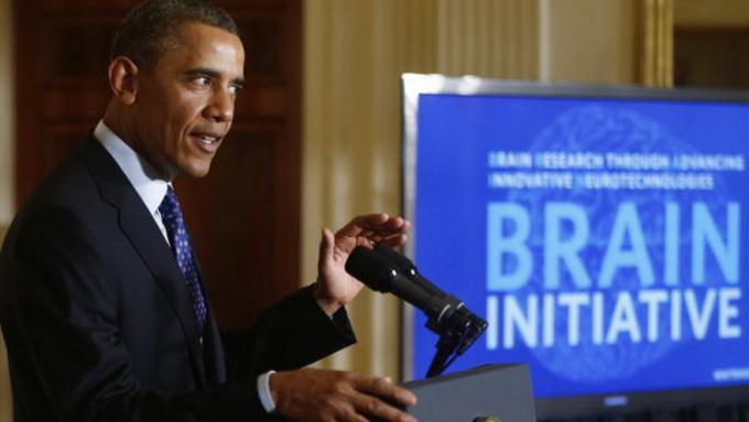 Tổng thống Mỹ Barack Obama tại buổi công bố dự án BRAIN ngày 2-4 - Ảnh: AP