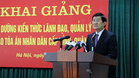  Chủ tịch nước Trương Tấn Sang phát biểu tại lễ khai giảng khóa học