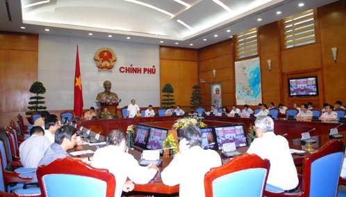  Hội nghị trực tuyến toàn quốc về TTATGT ngày 29/5 tại đầu cầu Hà Nội. Ảnh VGP/Lê Sơn
