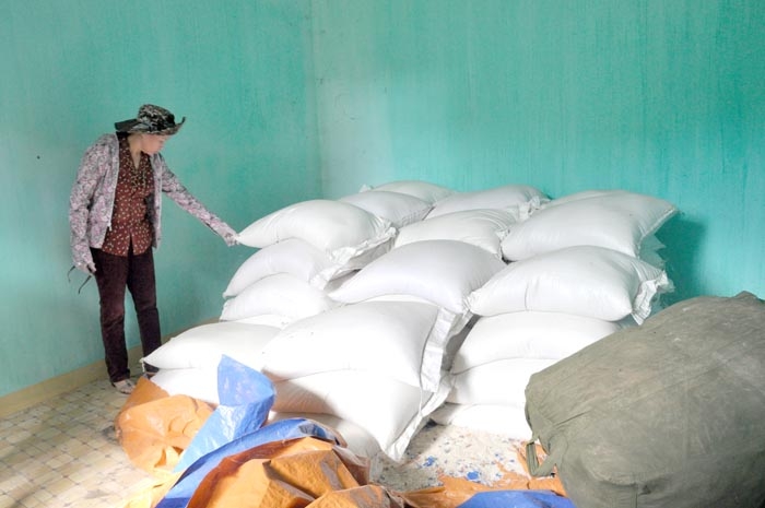 Kiểm tra kho lương thực phòng chống lụt bão xã Long Môn