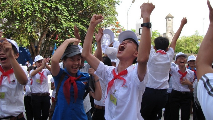  Niềm vui của học sinh ở TP Nha Trang (Khánh Hòa). Ảnh: Hồ Minh Tâm