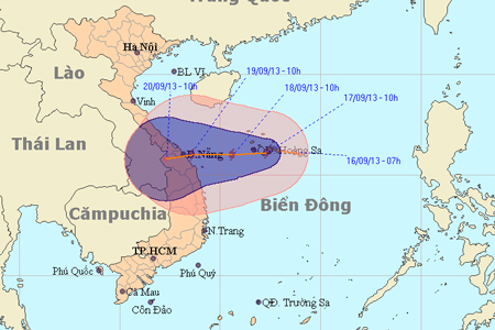 Vị trí và đường đi của bão số 8