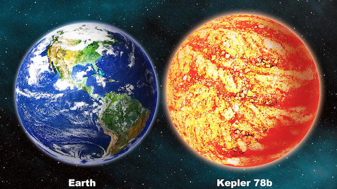 Hình ảnh so sánh ngoại hành tinh Kepler-78b với Trái đất - Ảnh: AP