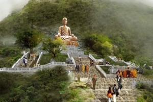 Phối cảnh tượng Phật hoàng Trần Nhân Tông tại Yên Tử.