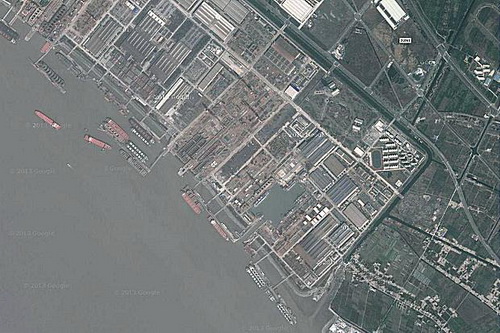  Xưởng đóng tàu ở Thượng Hải nơi được cho là đã đảm nhận đơn hàng đóng tàu sân bay cho quân đội Trung Quốc - Ảnh: Google Maps
