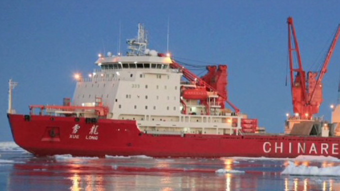 Tàu phá băng Rồng Tuyết của Trung Quốc đang ở Nam Cực  Ảnh:CCTV
