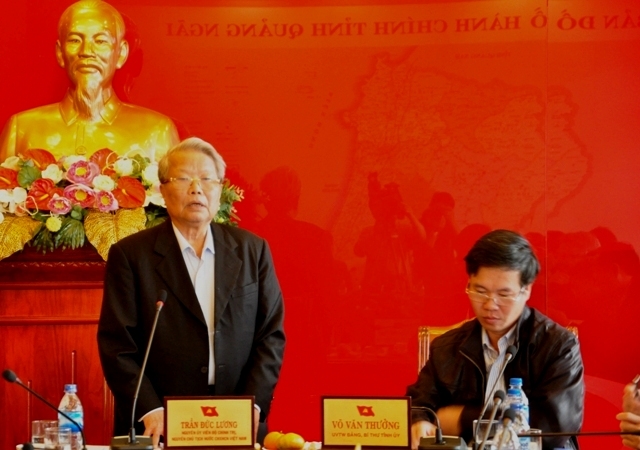Nguyên Chủ tịch nước Trần Đức Lương phát biểu tại buổi làm việc