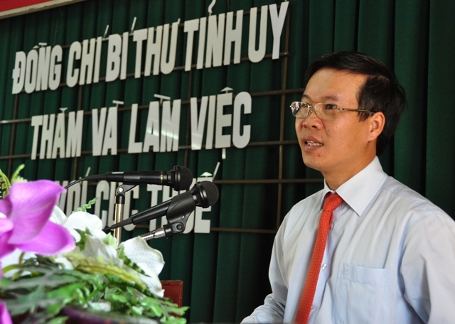 Ủy viên TW Đảng, Bí thư Tỉnh ủy Võ Văn Thưởng phát biểu tại buổi gặp mặt