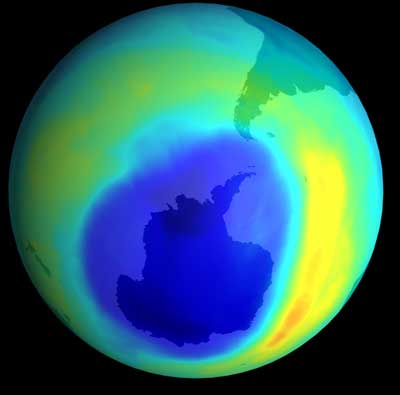 Lỗ thủng tầng ozone ở Nam Cực chụp qua vệ tinh của NASA - Ảnh: nasa.gov