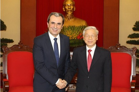 Tổng Bí thư Nguyễn Phú Trọng tiếp Thủ tướng Bulgaria Plamen Vasilev Oresharski thăm chính thức Việt Nam. Ảnh: TTXVN