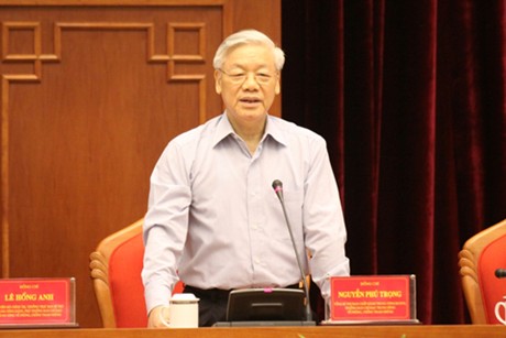 Tổng Bí thư Nguyễn Phú Trọng nhấn mạnh: Đấu tranh PCTN là công việc rất quan trọng liên quan đến sự phát triển bền vững của đất nước và chế độ. Ảnh VGP/Nguyên Linh