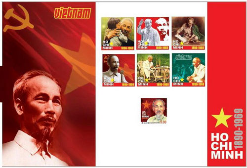 Bộ tem Chủ tịch Hồ Chí Minh do Sri Lanka phát hành - Ảnh: lankabusinessonline.com