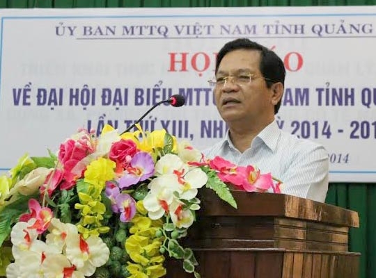Đồng chí Lê Viết Chữ- Chủ tịch Ủy ban MTTQVN tỉnh thông báo về kế hoạch tổ chức đại hội.