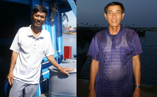 Ông Nguyễn Lợi (trái) và ông Dương Minh Thạnh đôi bạn đi biển Hoàng Sa gắn bó với nhau suốt 32 năm qua.