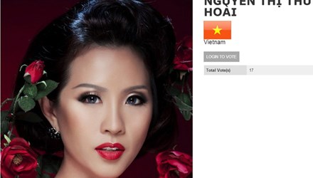 Hình ảnh của Thu Hoài đã xuất hiện trên trang web chính thức của cuộc thi Mrs Universe 2014.