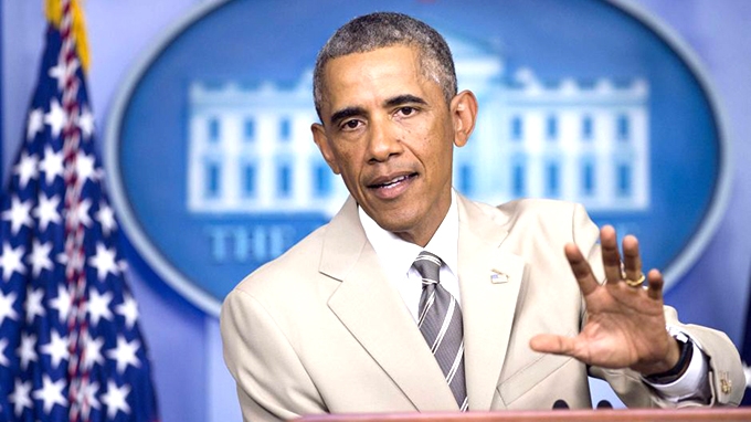 Tổng thống Mỹ Barack Obama trong buổi họp báo về vấn đề IS. - Ảnh: AFP