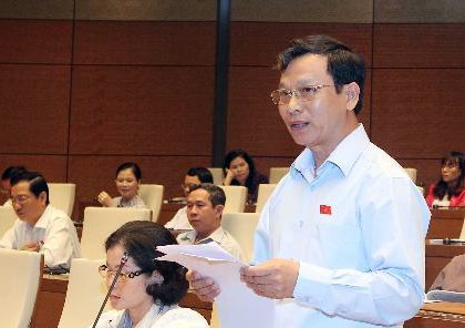 Đại biểu Quốc hội tỉnh Bình Phước Bùi Mạnh Hùng phát biểu trong phiên thảo luận. Ảnh: TTXVN