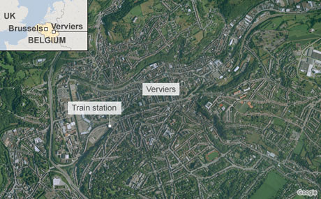 Cuộc đột kích xả ra tại một nhà ga của thị trấn Verviers. (Ảnh: BBC)