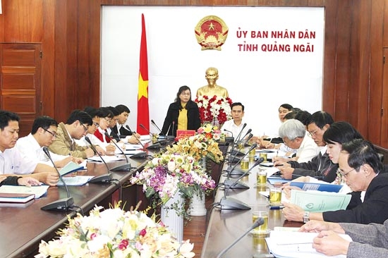 Phó Chủ tịch UBND tỉnh Đinh Thị Loan phát biểu chỉ đạo tại cuộc họp.