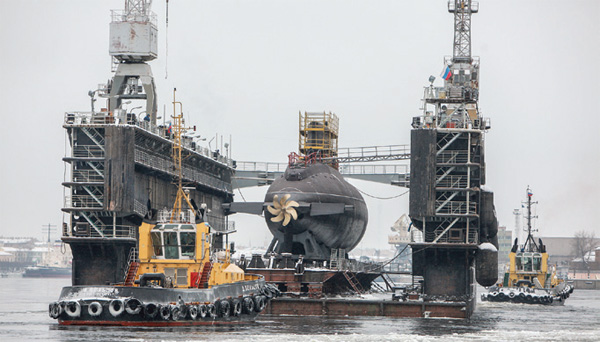 Hình ảnh tàu ngầm HQ-186 Khánh Hòa hạ thủy ngày 20/12/2014. Ảnh: Nhà máy đóng tàu Admiralty