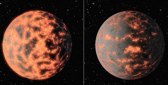  Lần đầu tiên, các nhà khoa học đã quan sát được sự biến thiên nhiệt độ đáng sợ từ 1.000° - 2.700°C trên siêu Trái đất 55 Cancri e. Ảnh: Daily Mail
