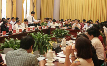 Buổi họp báo công bố luật tại Phủ Chủ tịch trong ngày 17/7.