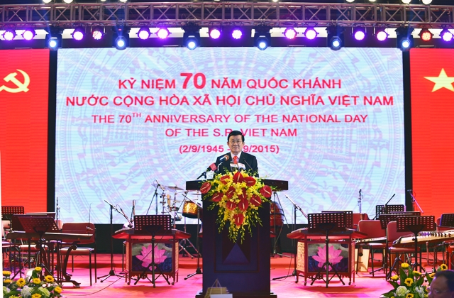 Chủ tịch nước Trương Tấn Sang phát biểu tại tiệc chiêu đãi. Ảnh VGP/Nhật Bắc