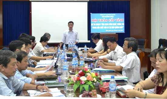Quang cảnh Hội thảo KHCN cấp tỉnh Dự án “Ứng dụng CNTT trong sản xuất báo in tại Báo Quảng Ngãi”.