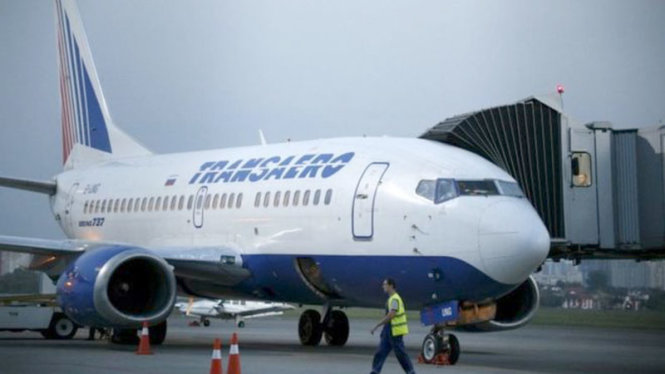 Máy bay của hãng Transaero của Nga có thể không được phép bay qua vùng trời Ukraine.- Ảnh: Reuters