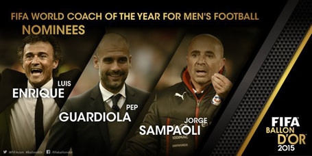  Luis Enrique, Pep Guardiola, Jorge Sampaoli lọt vào danh sách rút gọn HLV xuất sắc nhất