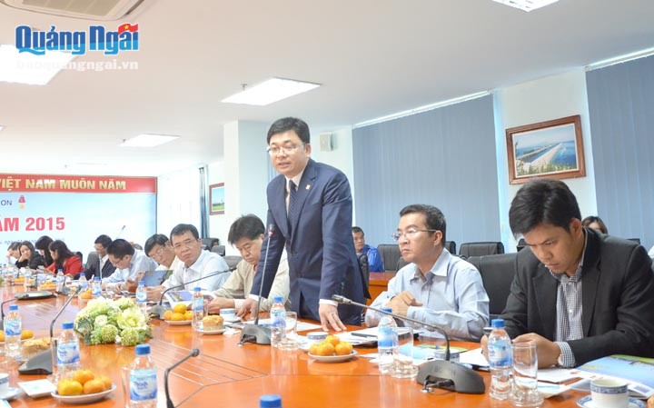 Ông Trần Ngọc Nguyên- Tổng GĐ BSR thông tin với các cơ quan thông tấn, báo chí về kết quả sản xuất, kinh doanh của BSR