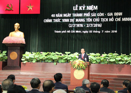 Đồng chí Trần Đại Quang, Ủy viên Bộ Chính trị, Chủ tịch nước phát biểu tại buổi Lễ.