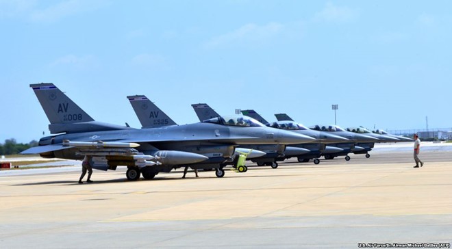 Máy bay F-16 của Mỹ tại căn cứ không quân Incirlik ở Thổ Nhĩ Kỳ. Ảnh: AFP
