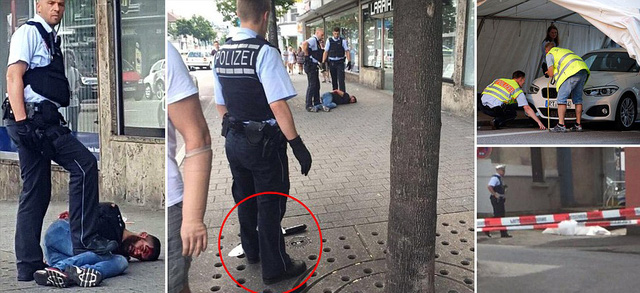 Hiện trường vụ tấn công bằng dao tại thành phố Reutlingen ngày 24/7, khiến một phụ nữ mang thai thiệt mạng (Ảnh: DM)